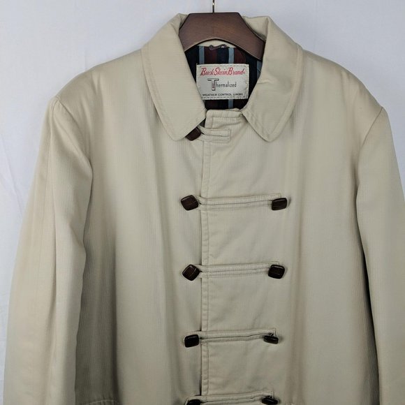 Vintage Buck Skein Faux Double Breast Pea Coat - Picture 2 of 10